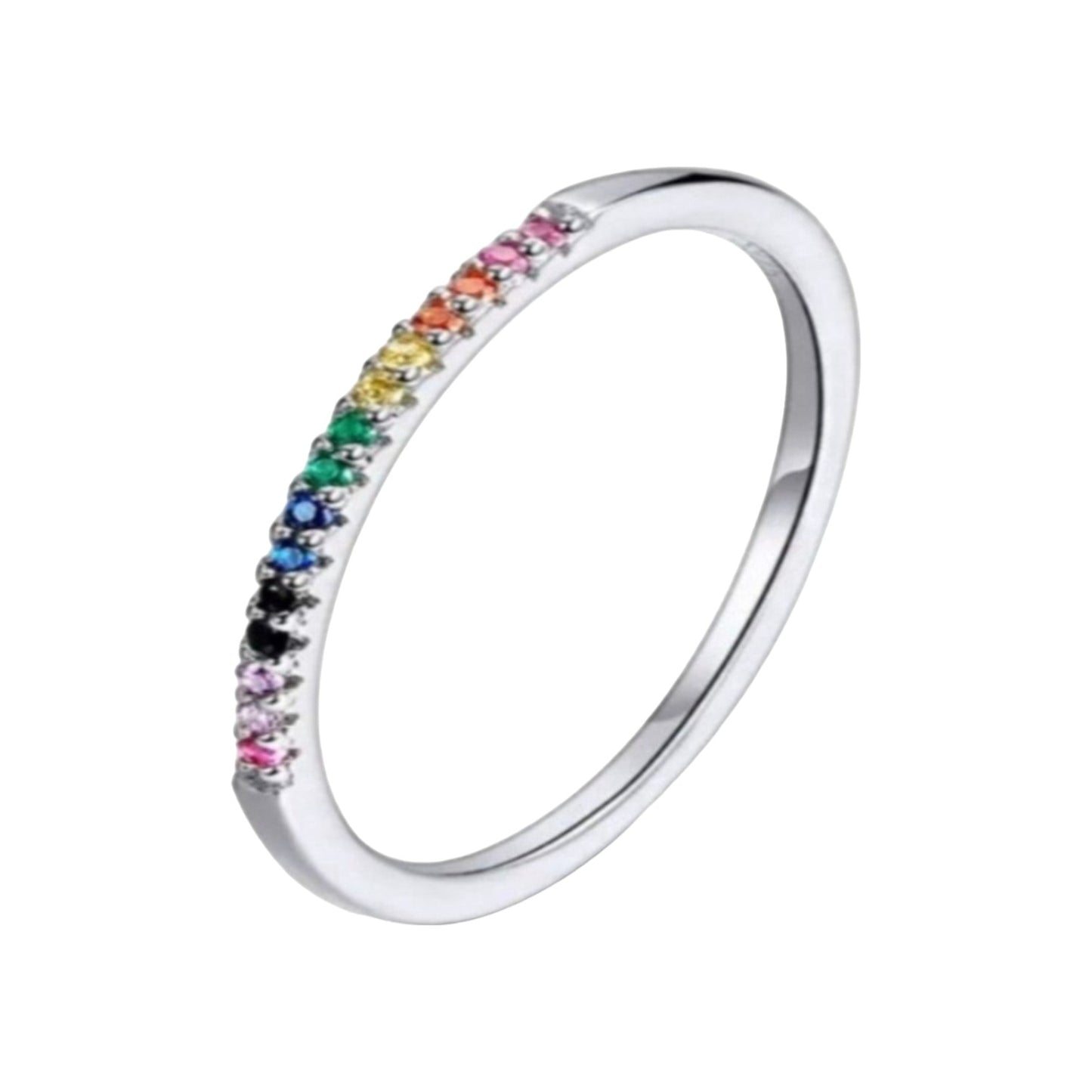 Stackable Half Eternity Rainbow Ring