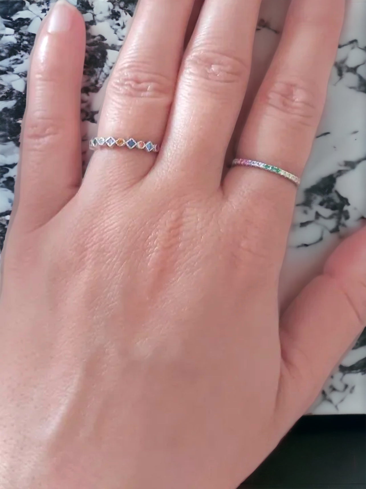 Stackable Half Eternity Rainbow Ring