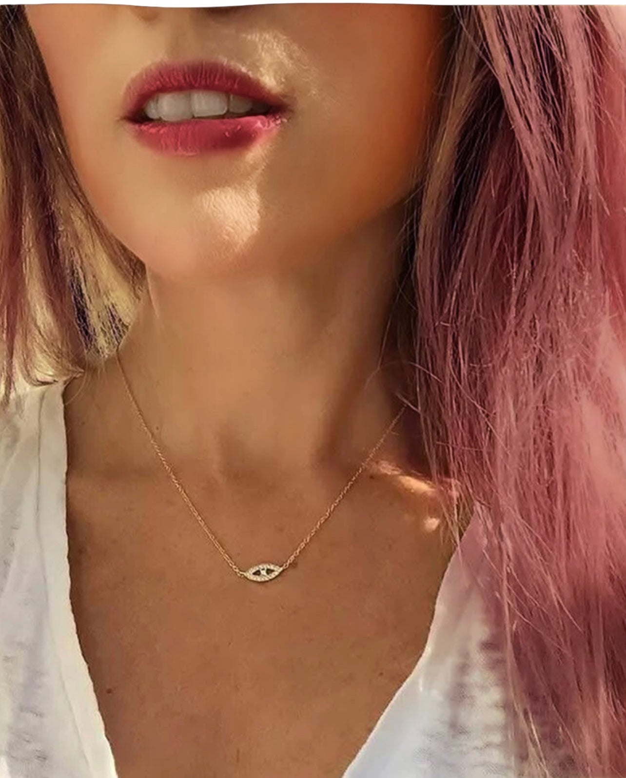 Beautiful Sterling Silver Evil Eye Pendant Necklace