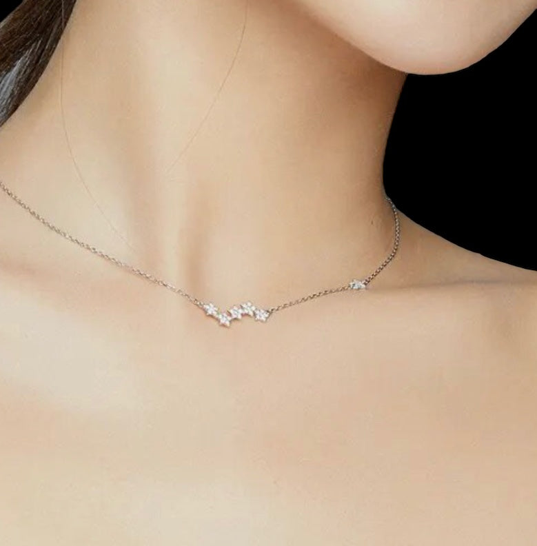 Sterling Silver Delicate Twinkling Stars Pendant Necklace