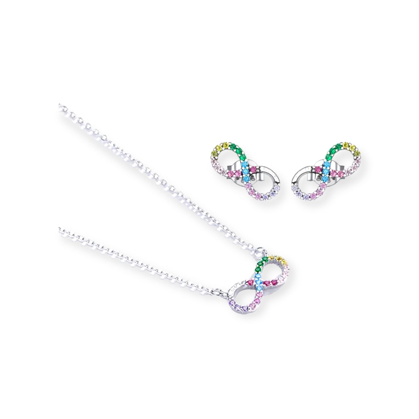 Stunning Silver Rainbow Infinite Love Necklace