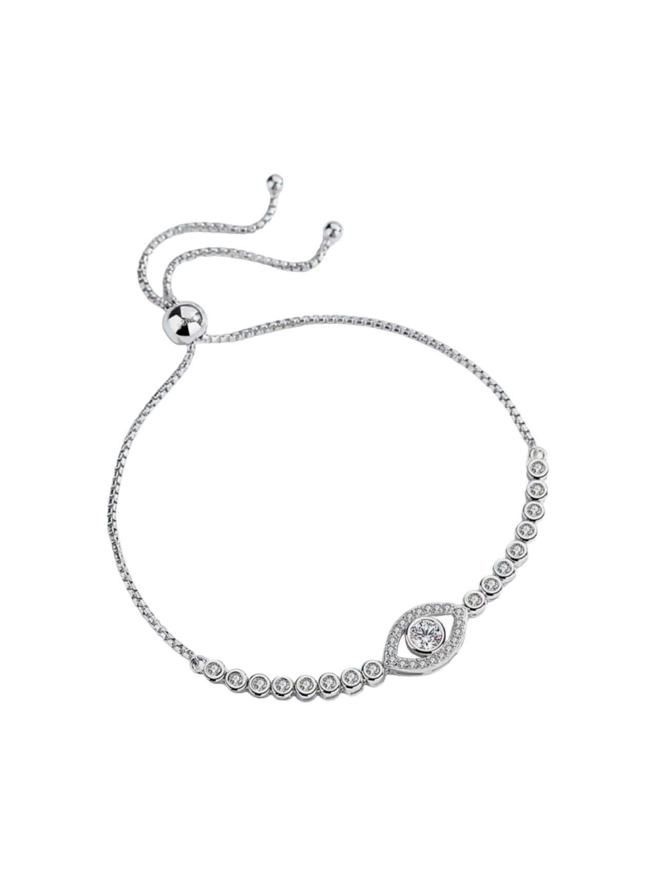 Beautiful Sterling Silver Evil Eye Pendant Bracelet