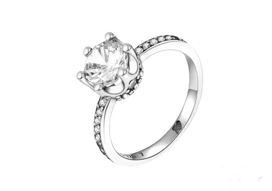 Sparkling Crown Solitaire Ring