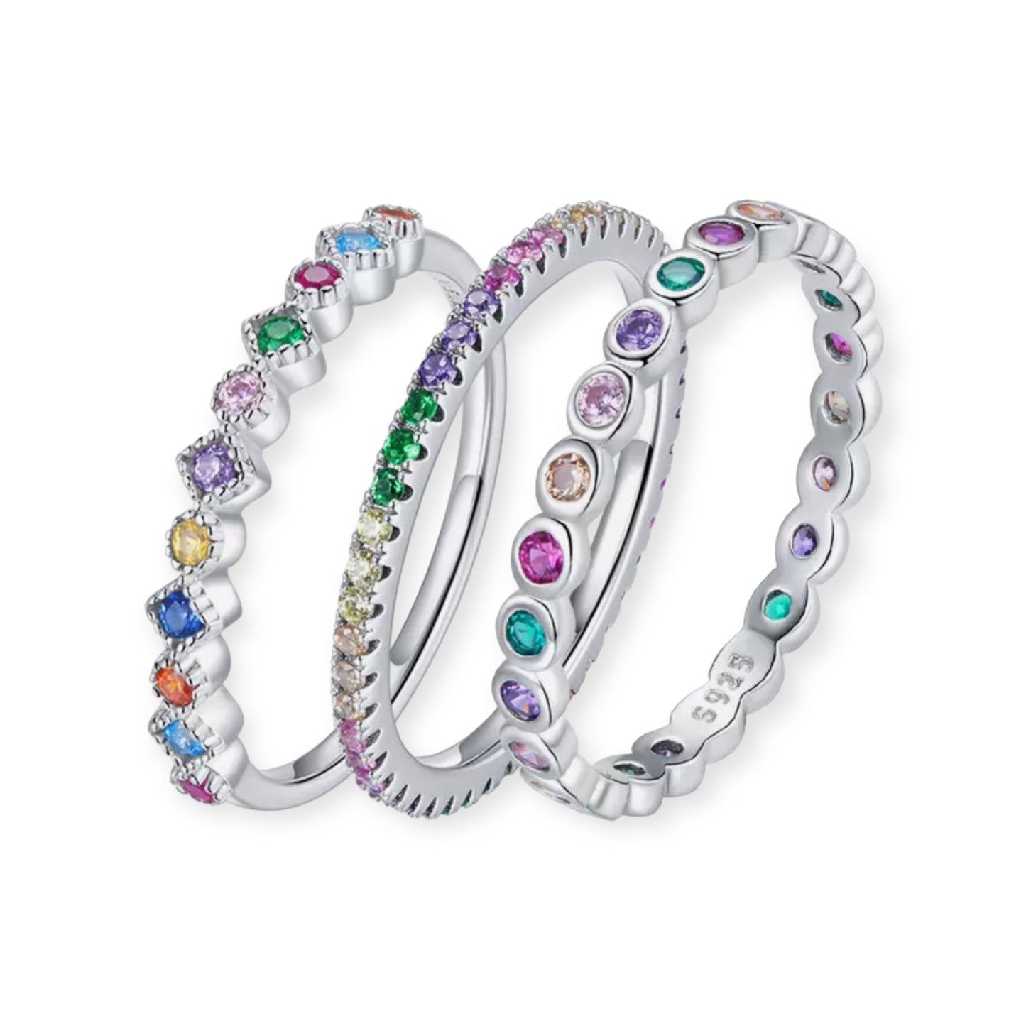 Stackable Full Eternity Rainbow Ring