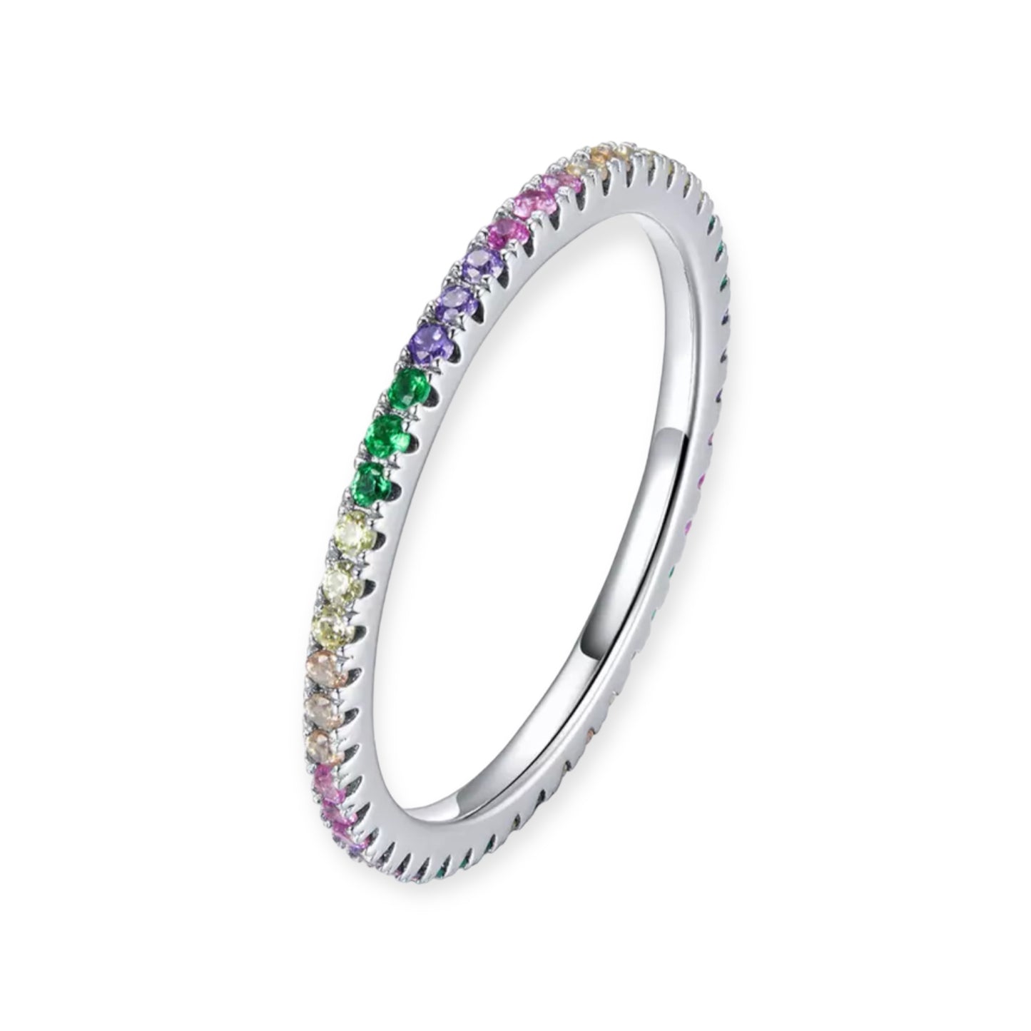 Stackable Full Eternity Rainbow Ring