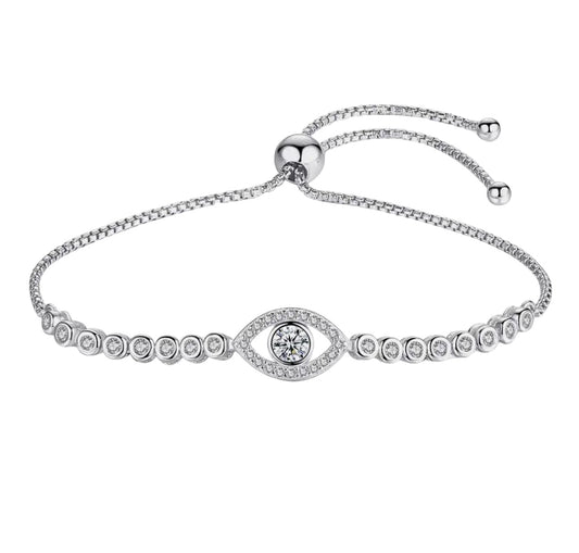 Beautiful Sterling Silver Evil Eye Pendant Bracelet