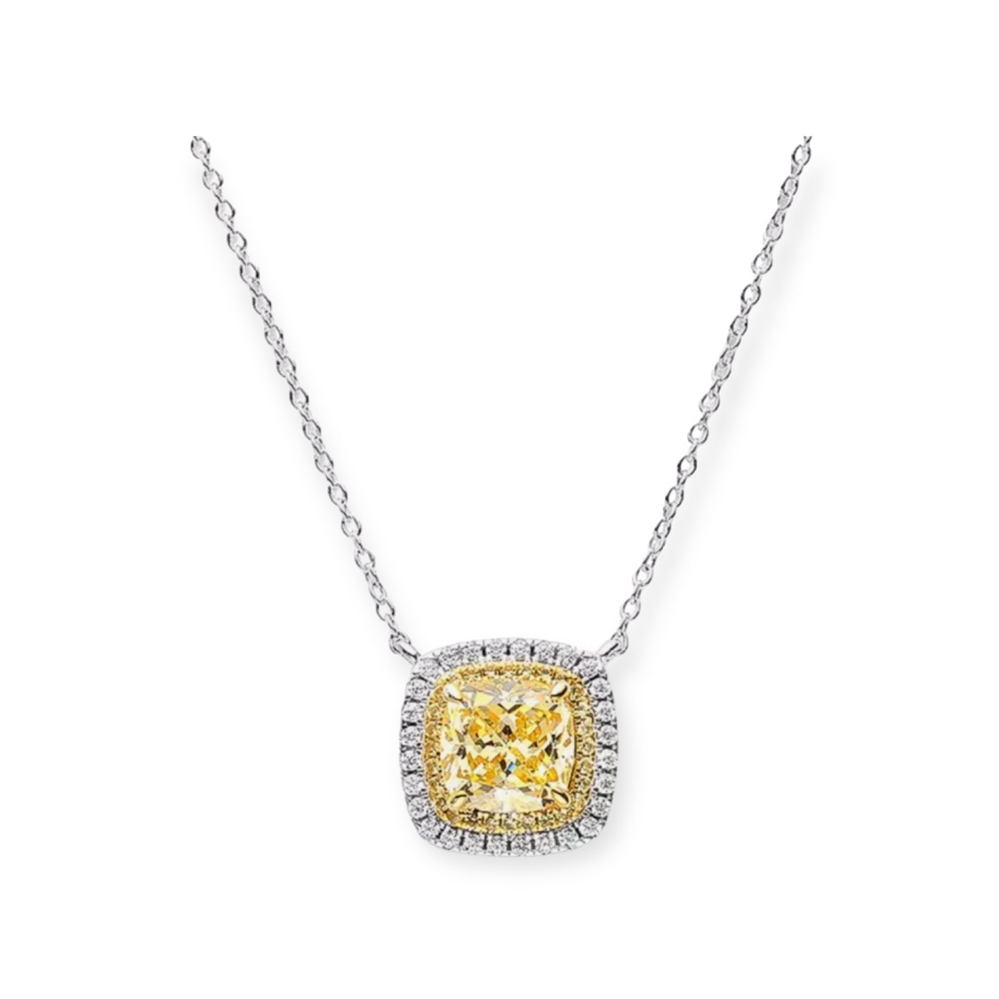 Stunning Sterling Silver Pendant Necklace 4ct Yellow Topaz Stone